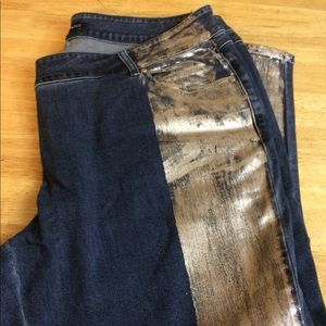 24/7 Distressed Metallic Skinny Jean Size 14W